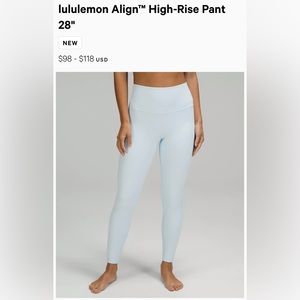 LuluLemon align leggings 28”